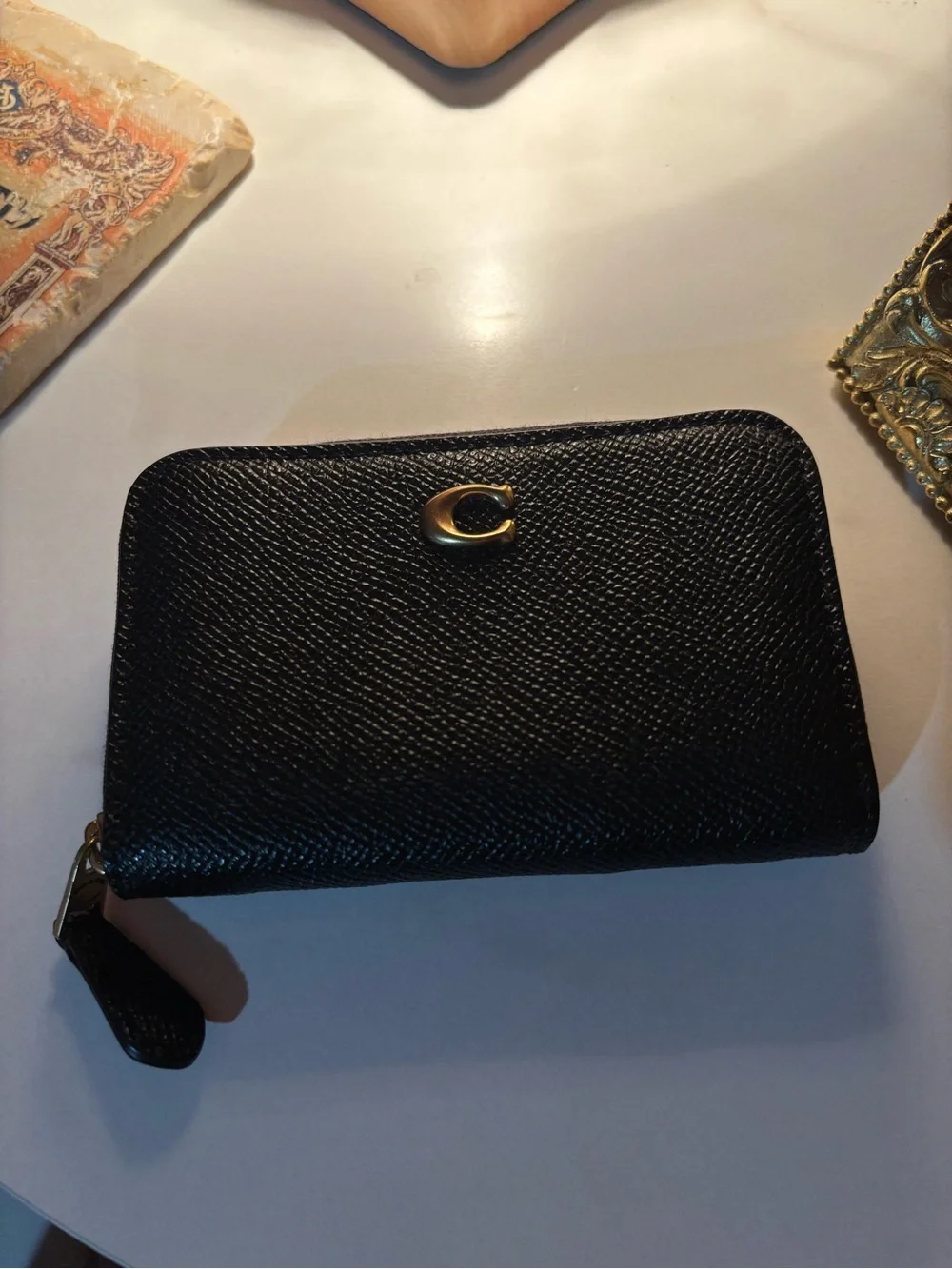 Authentic COACH zip around card case - BLACK